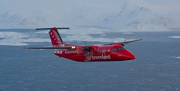 Havilland DHC-8 i Air Greenlands flåte. Flyselskapet har sju stk av denne flytypen. Foto: Air Greenland.