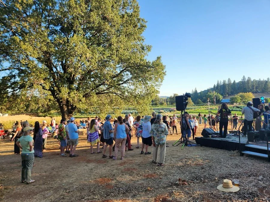 Dear Friends,

For those of you who missed it, Sunday evening we hosted a Bear Yuba Land Trust (BYLT) concert at the farm, with bands Boot Juice and the Dellow Trio. It was a blast.

In these troubled times, it can be a struggle to stay optimistic, a