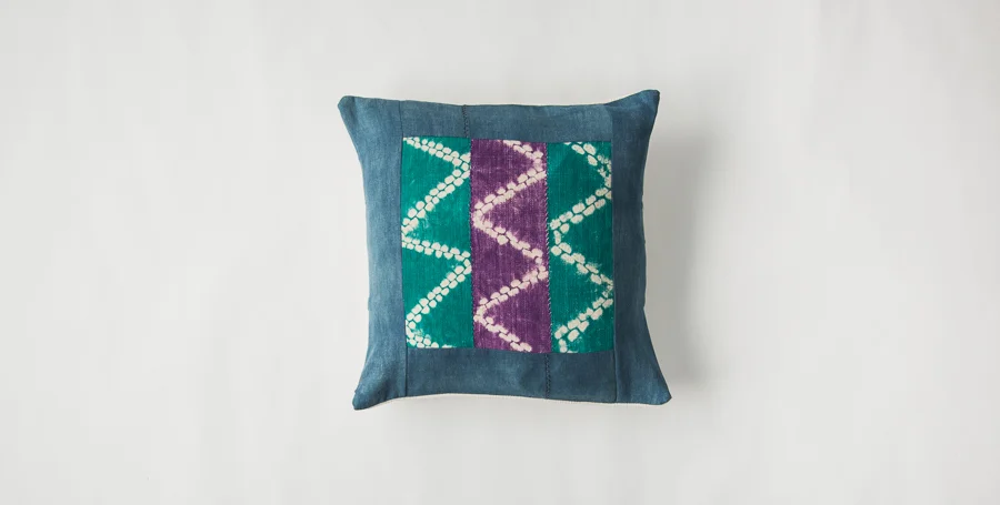 20"x 20" Blue, Jade and Violet Mud Cloth Panel Pillow