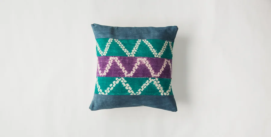 12"x 20" Blue, Jade and Violet Mud Cloth Panel Pillow