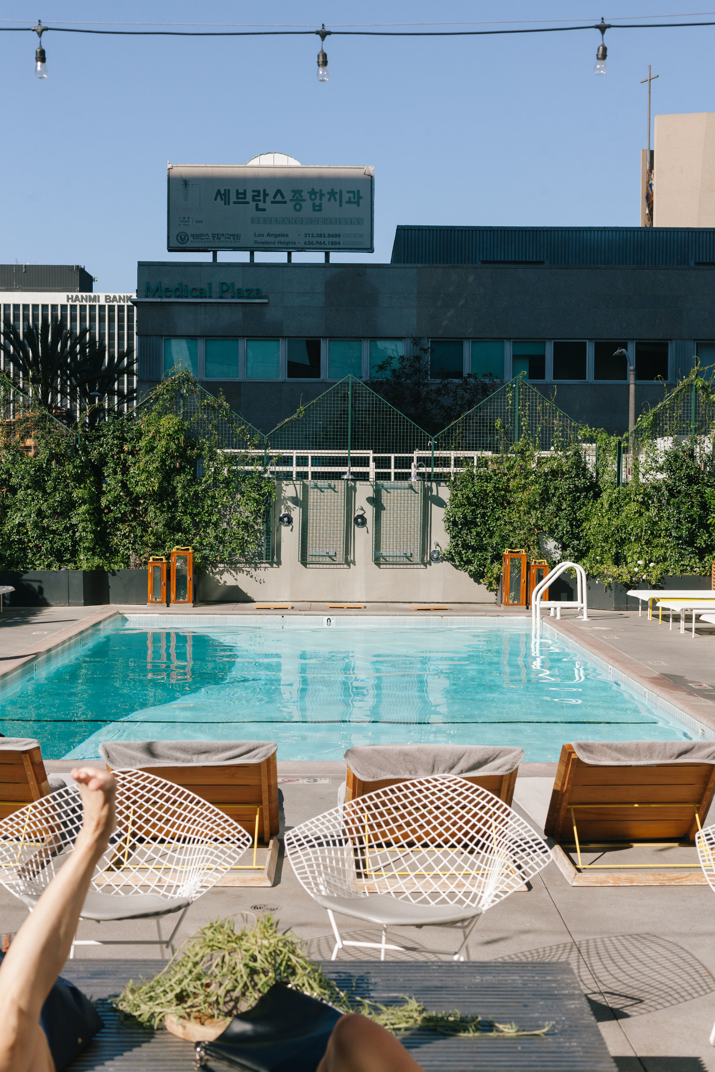 Poolside at the LINE hotel in Los Angeles