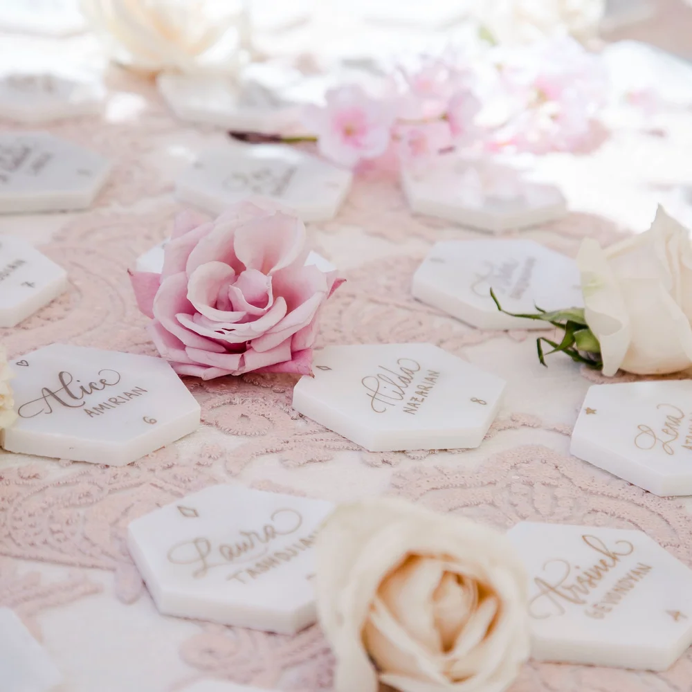 Marble hexagon place cards