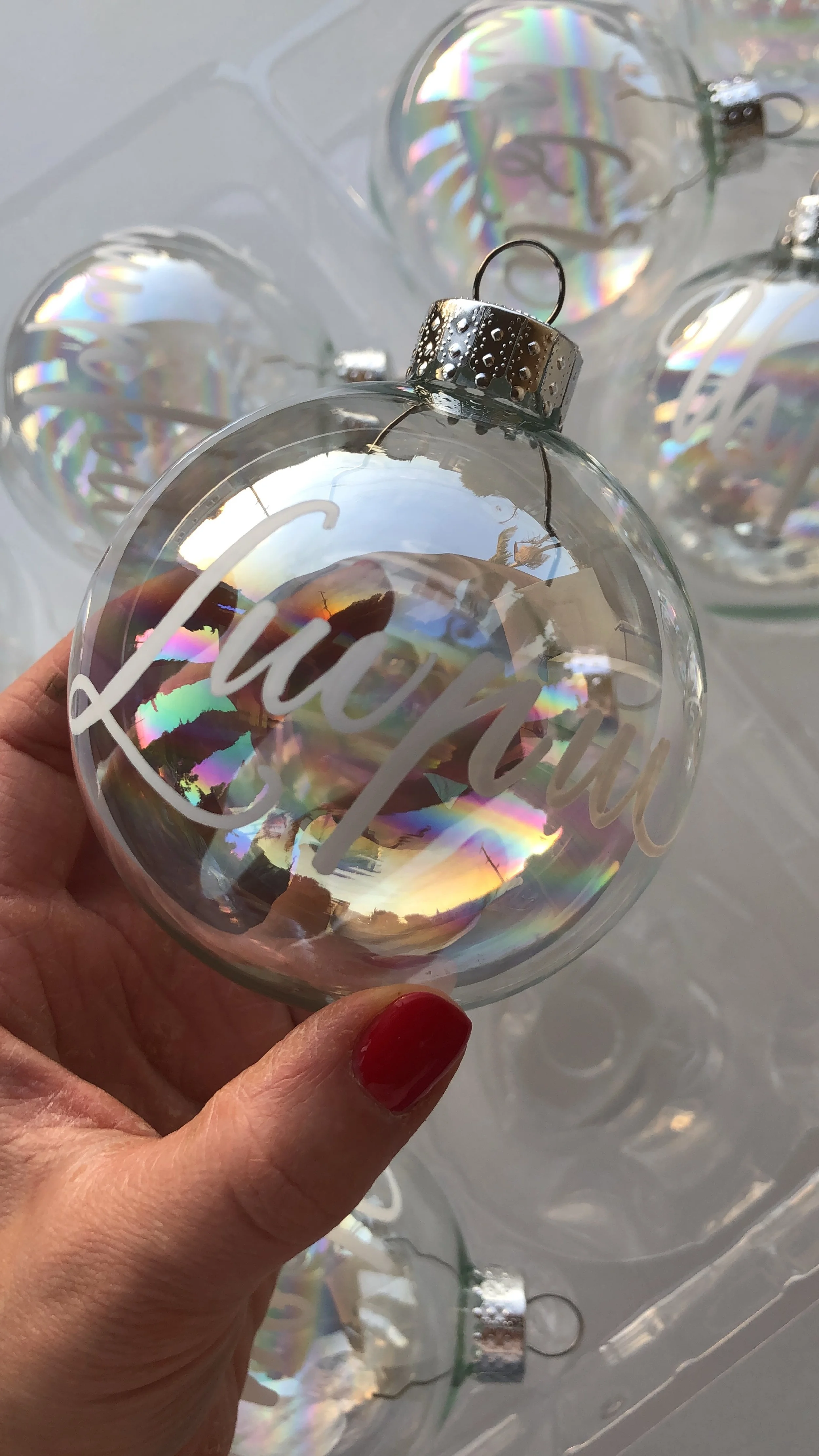 Christmas ornaments in Armenian calligraphy
