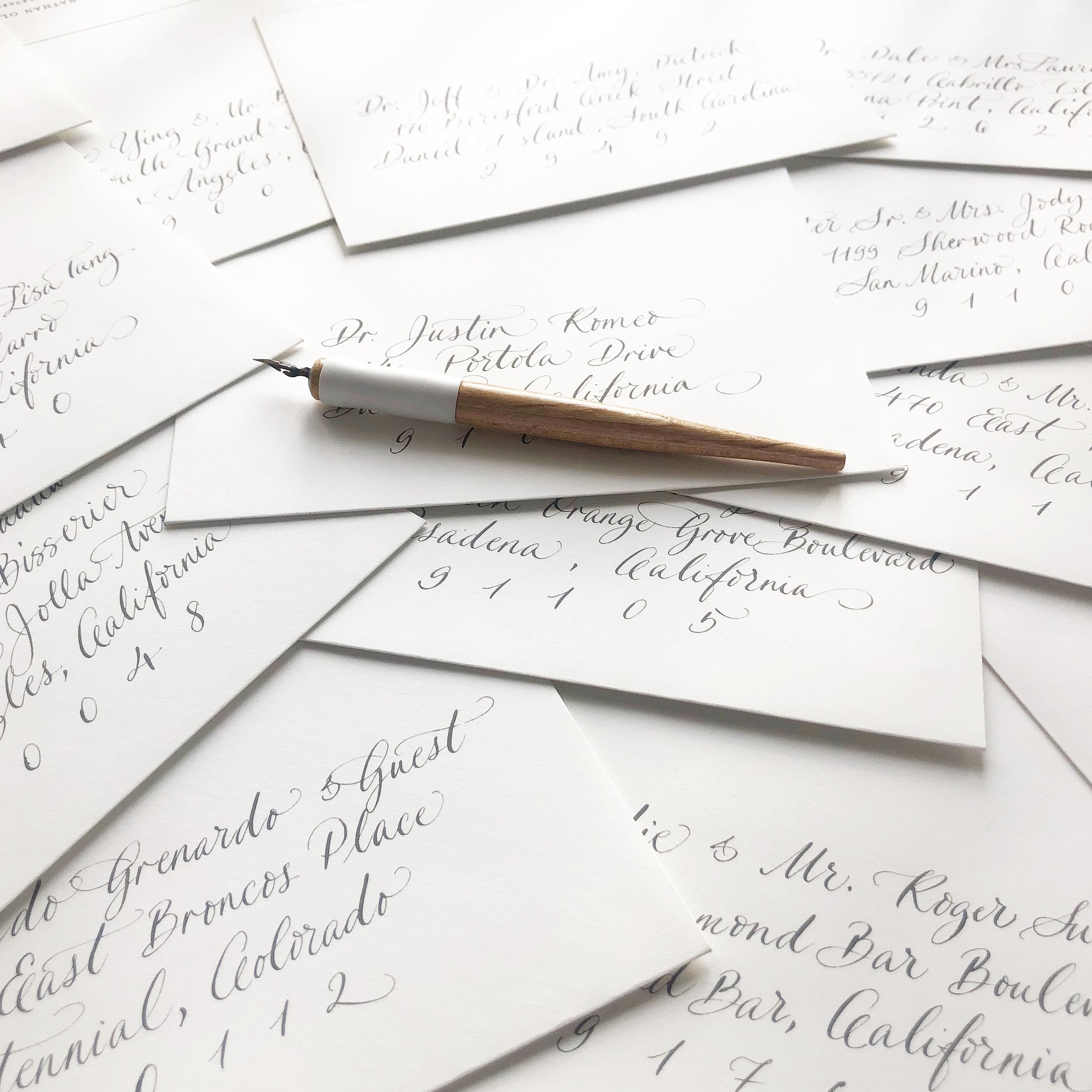 Addressed envelopes in calligraphy