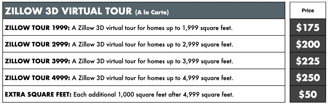 Zillow 3D Virtual Tour Pricing