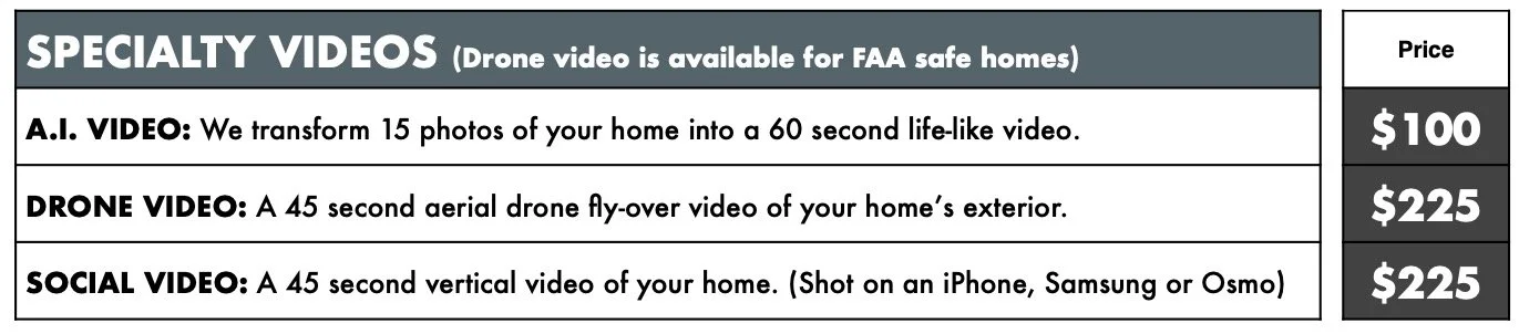 Specialty Video Pricing