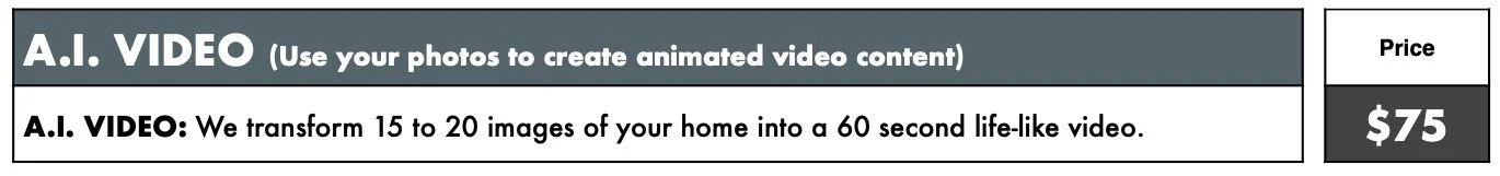 A.I. Video Pricing