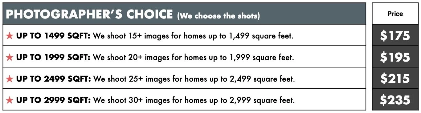 Photographer's Choice Pricing