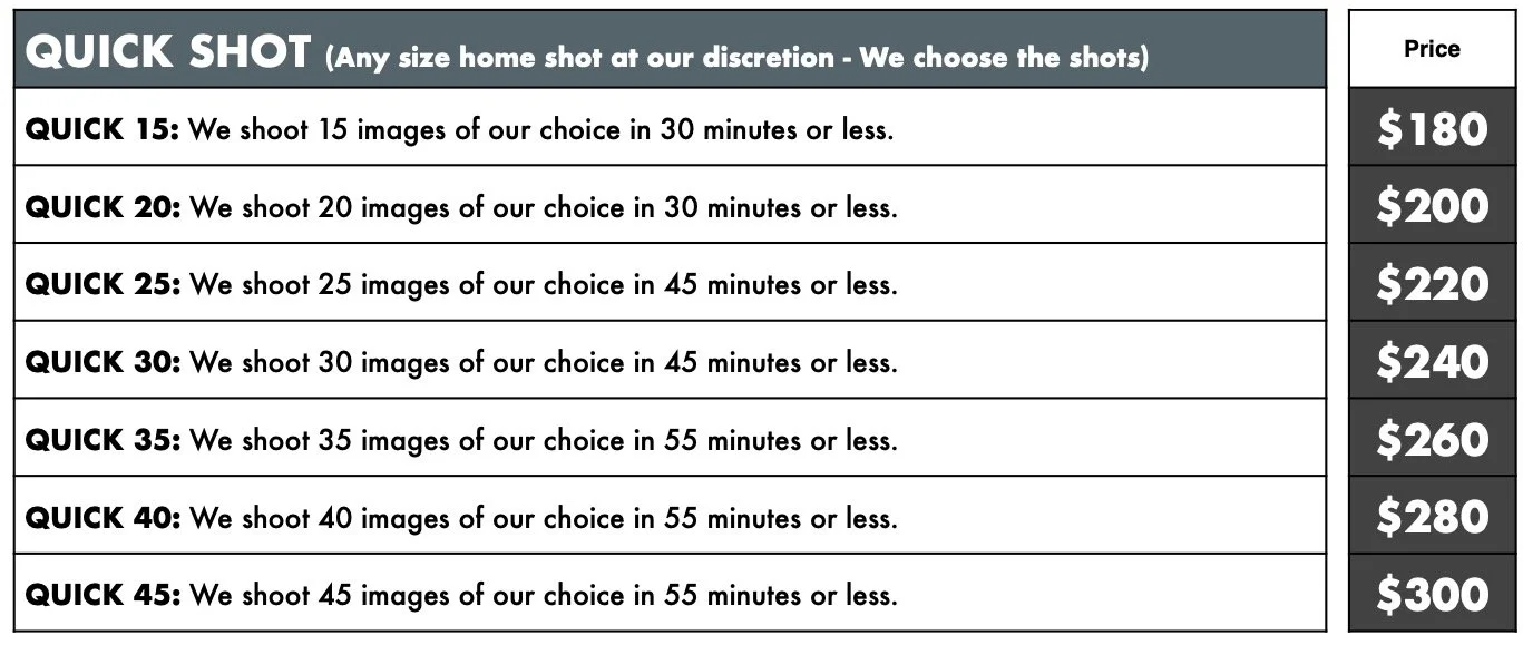 Quick Shot Pricing