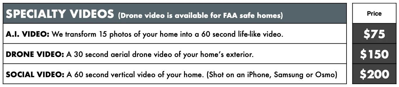 Specialty Video Pricing