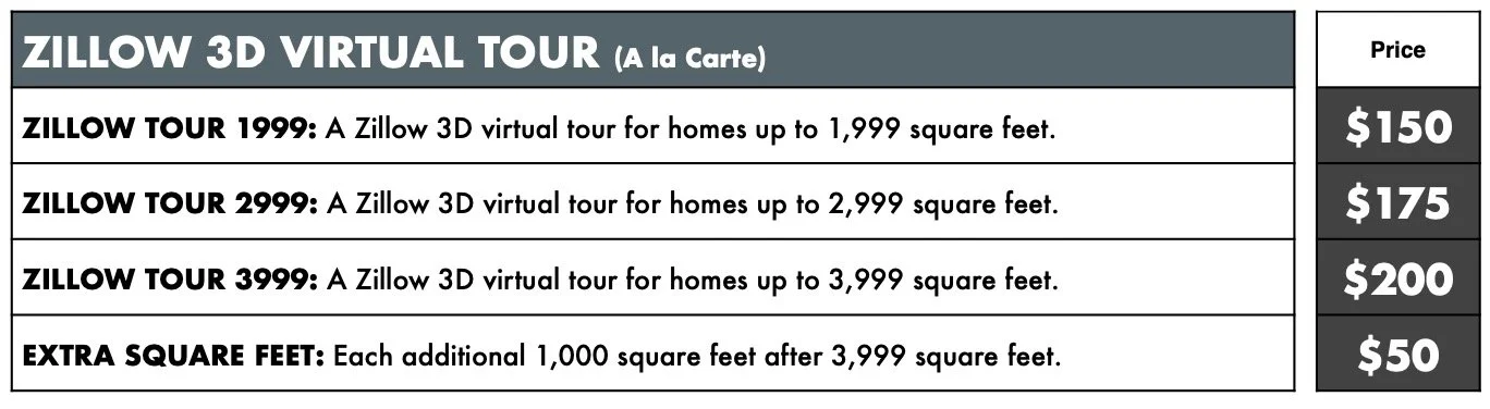 Zillow 3D Tour Pricing