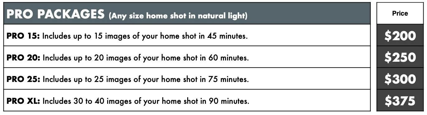 Pro Photo Pricing