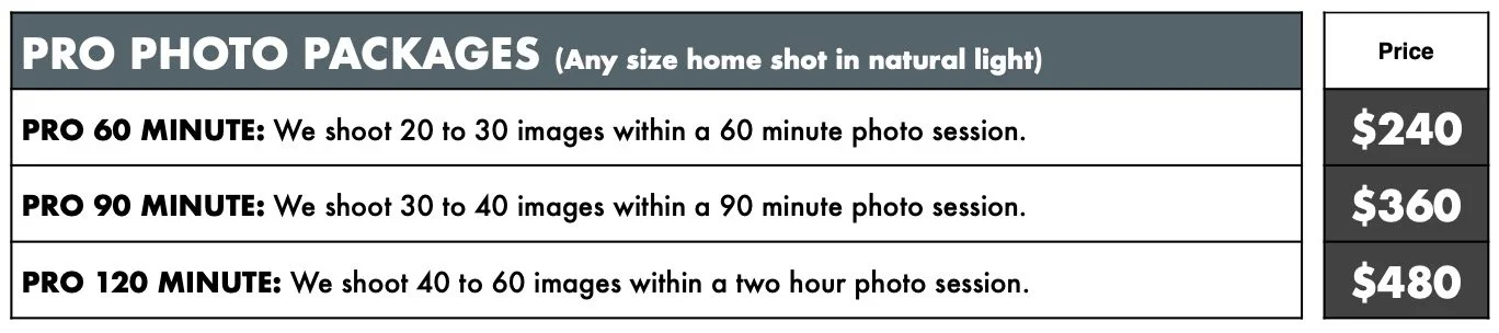 Pro Photo Pricing