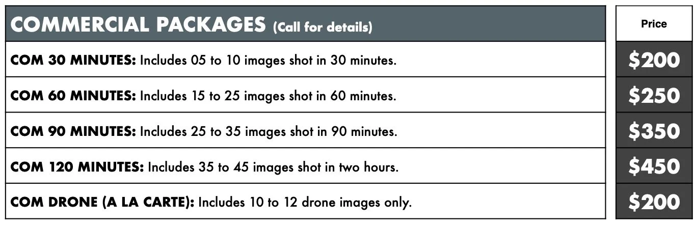Commercial Photo Pricing
