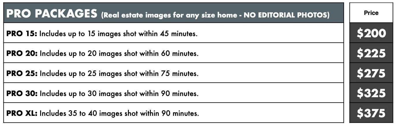 Pro Photo Pricing
