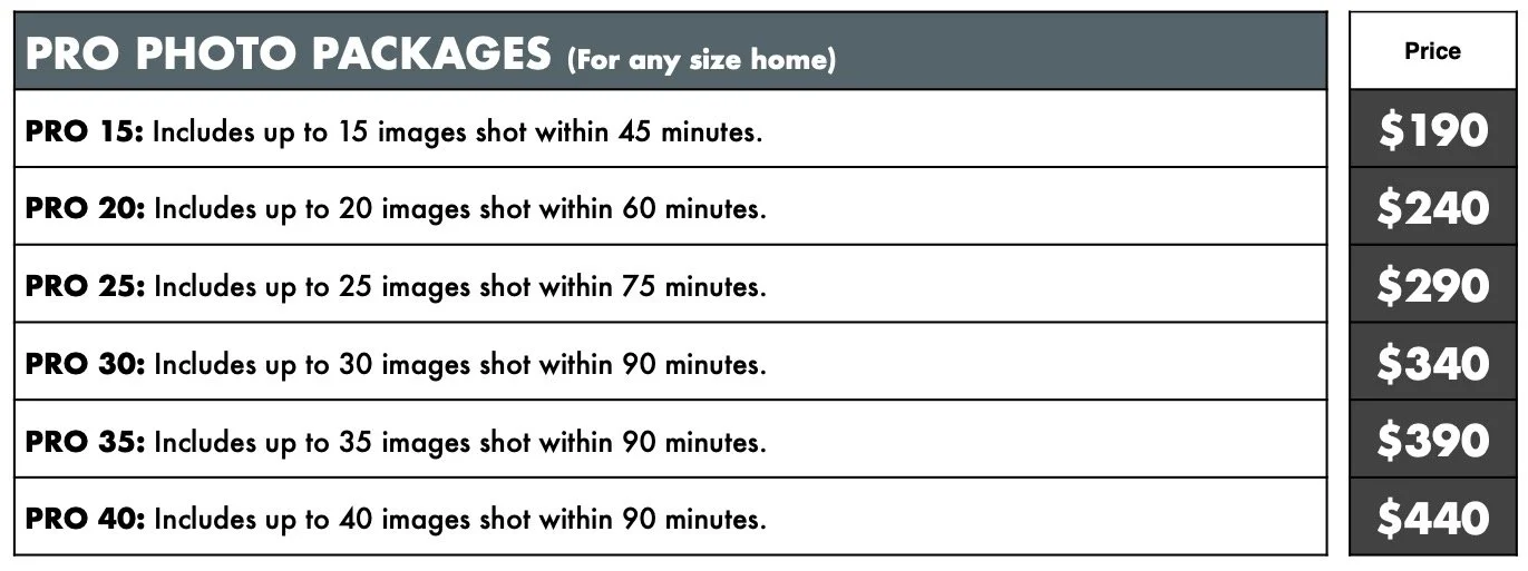 Pro Photo Pricing