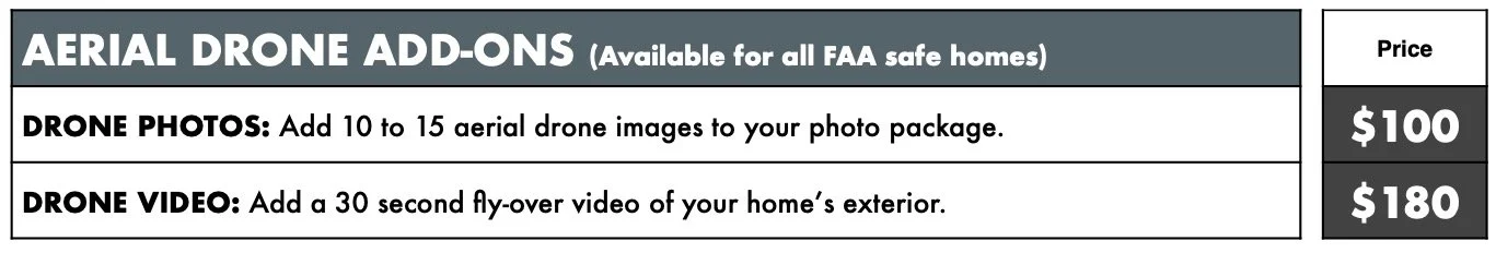 Aerial Drone Add-On Pricing