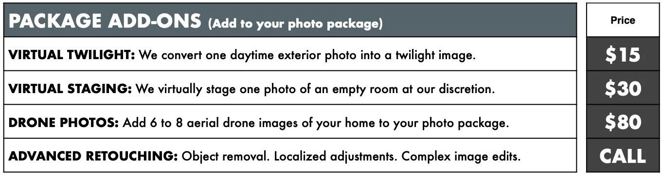 Package Add-On Pricing