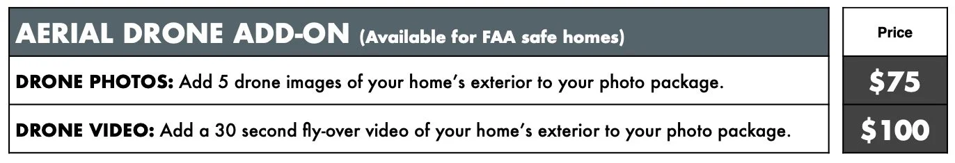 Aerial Drone Add-On Pricing