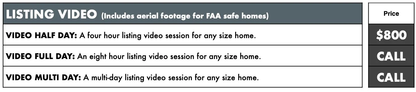 Listing Video Half Day Pricing