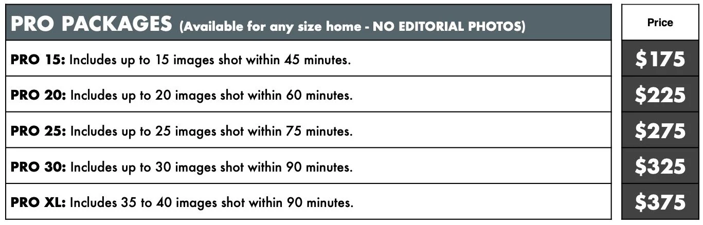 Pro Photo Pricing