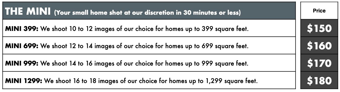Mini Photo Pricing