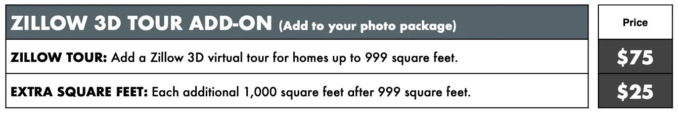 Zillow 3D Tour Pricing