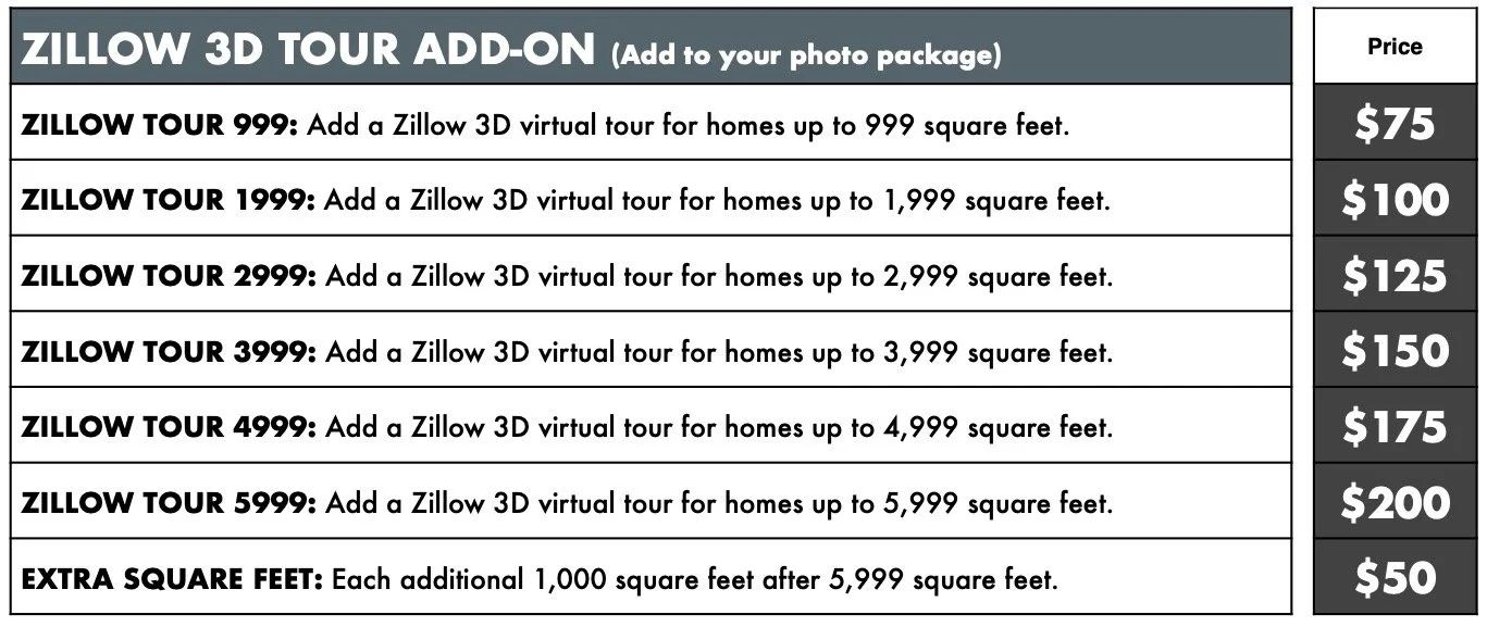 Zillow Virtual Tour Pricing