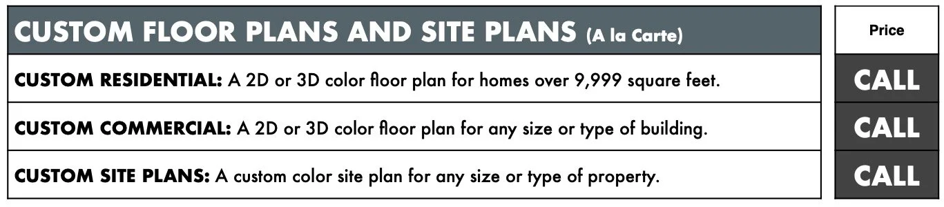 Custom Floor Plan and Site Plan Pricing