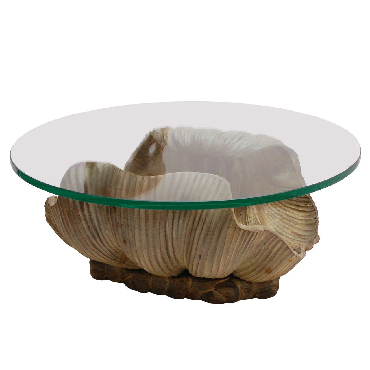 Carved Wood Shell Cocktail Table