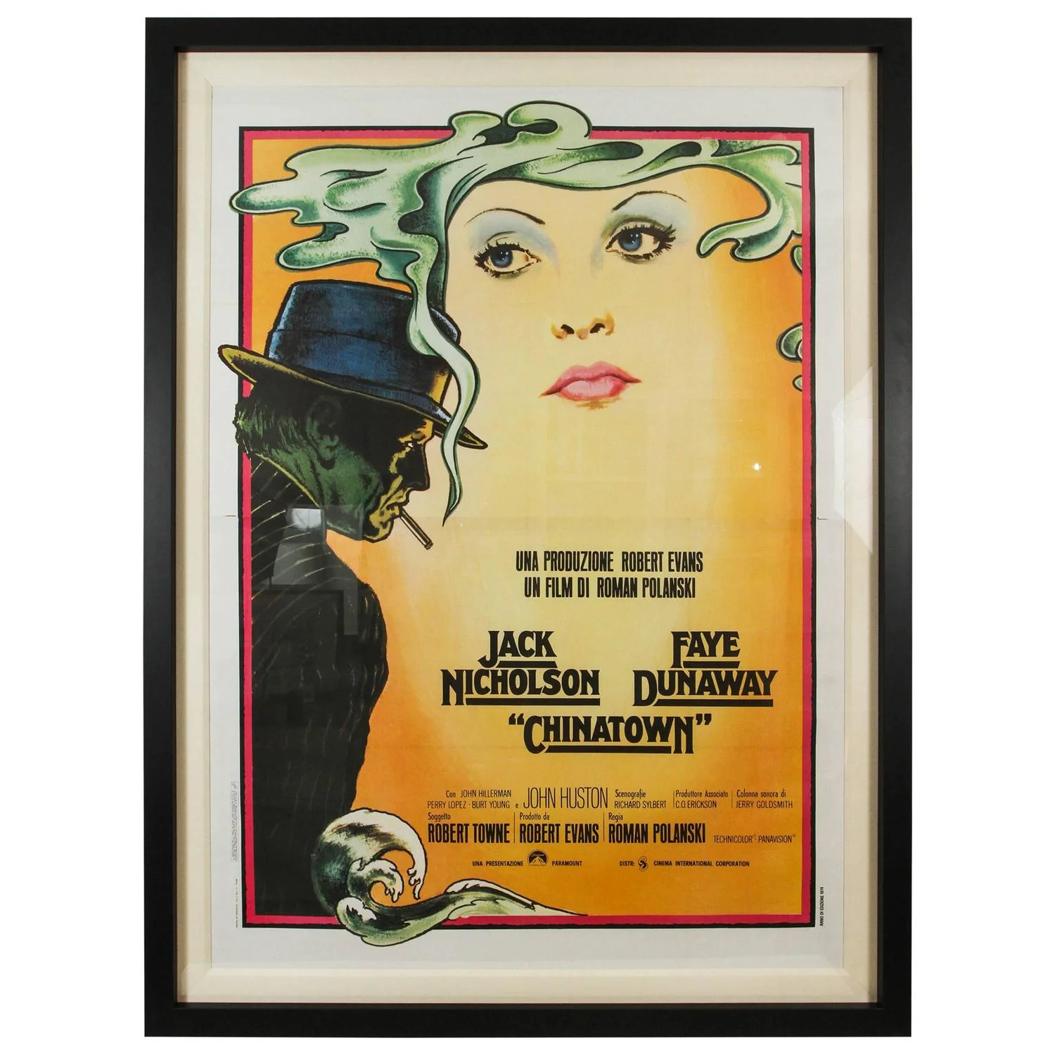 Large Vintage Custom Framed Italian Poster for Chinatown