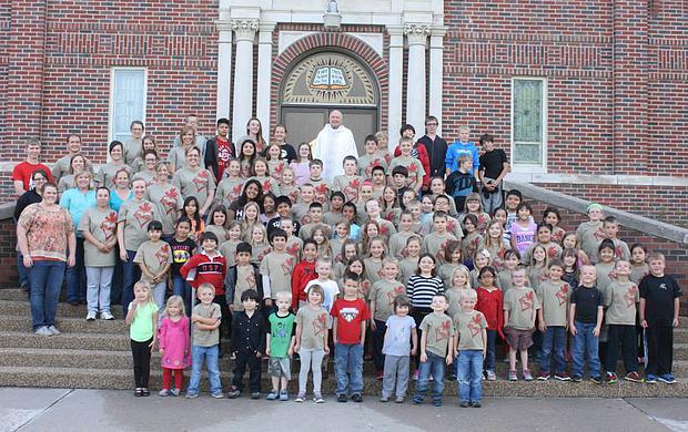 Father Norbert with Share Your Faith students, spring 2015