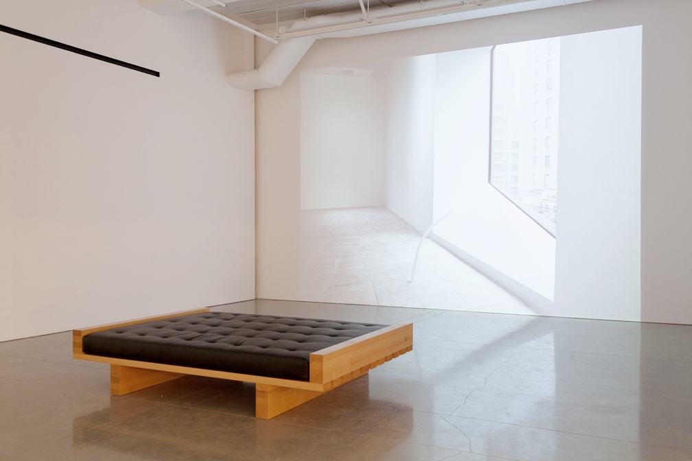 Lajkó , 2015. European steamed beech, recycled leather, foam. 18 x 60 x 88 in. Installation view with Marcel , 2015 Lajkó (2015) is a sculpture in the form of a queen-sized day bed based on a design created by Marcel Breuer for 945 Madison Avenue, formerly the Whitney Museum of American art, currently the Met Breuer. It is a sculpture in an edition of 5 with 2 artist proofs. Each piece in the edition can be customized and is intended to be used as a piece of furniture.