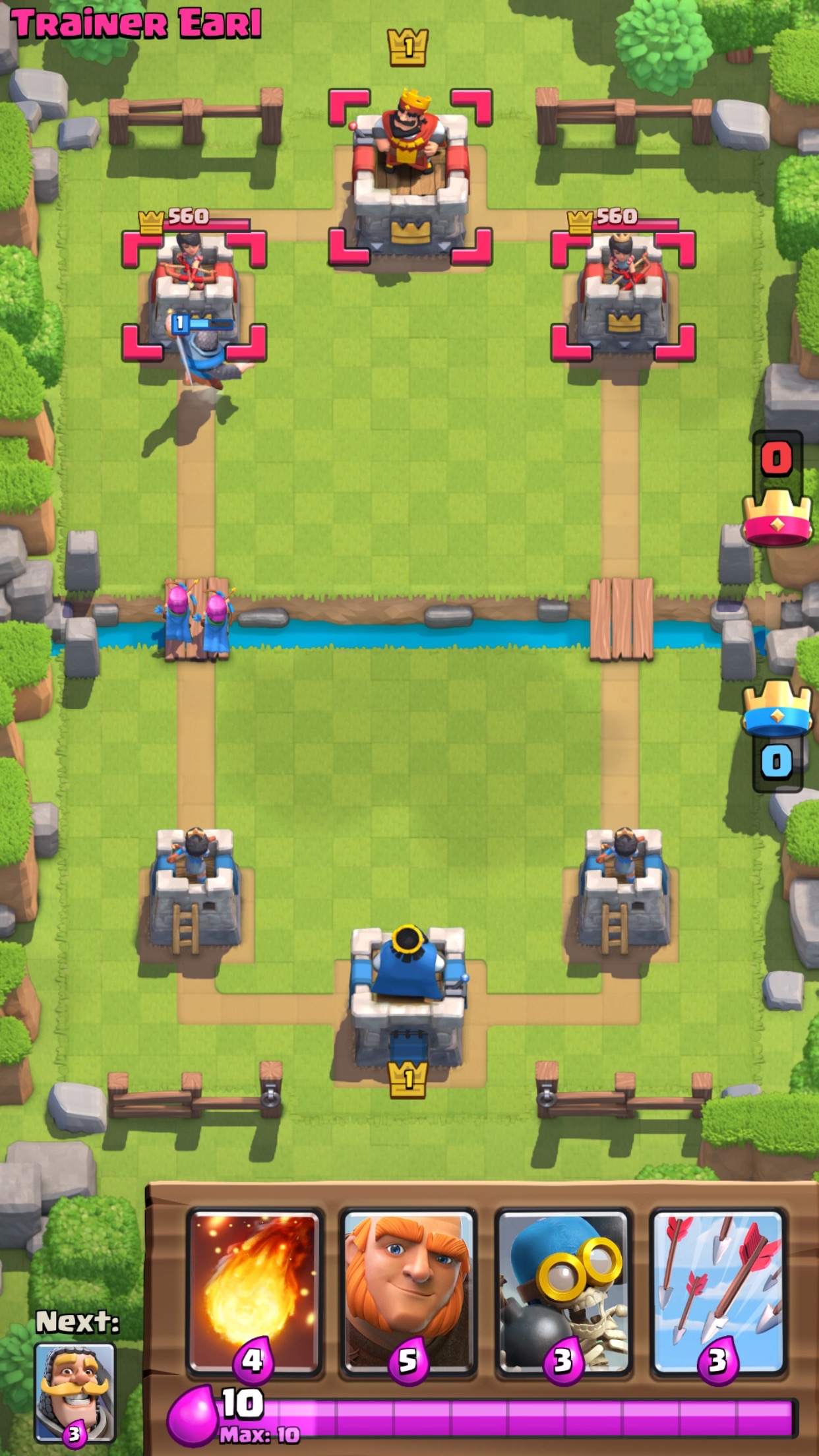 The first training match with no enemies and coach marked objectives