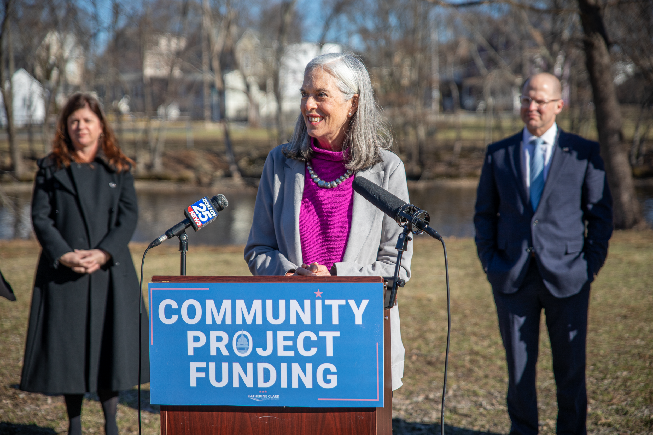  3.21.2022 | Celebrating the work of Representative Katherine Clark  bringing $262,500  to Hurld Park Green Infrastructure project for recreation, habitat, flooding and water quality. Credit: Jon House 