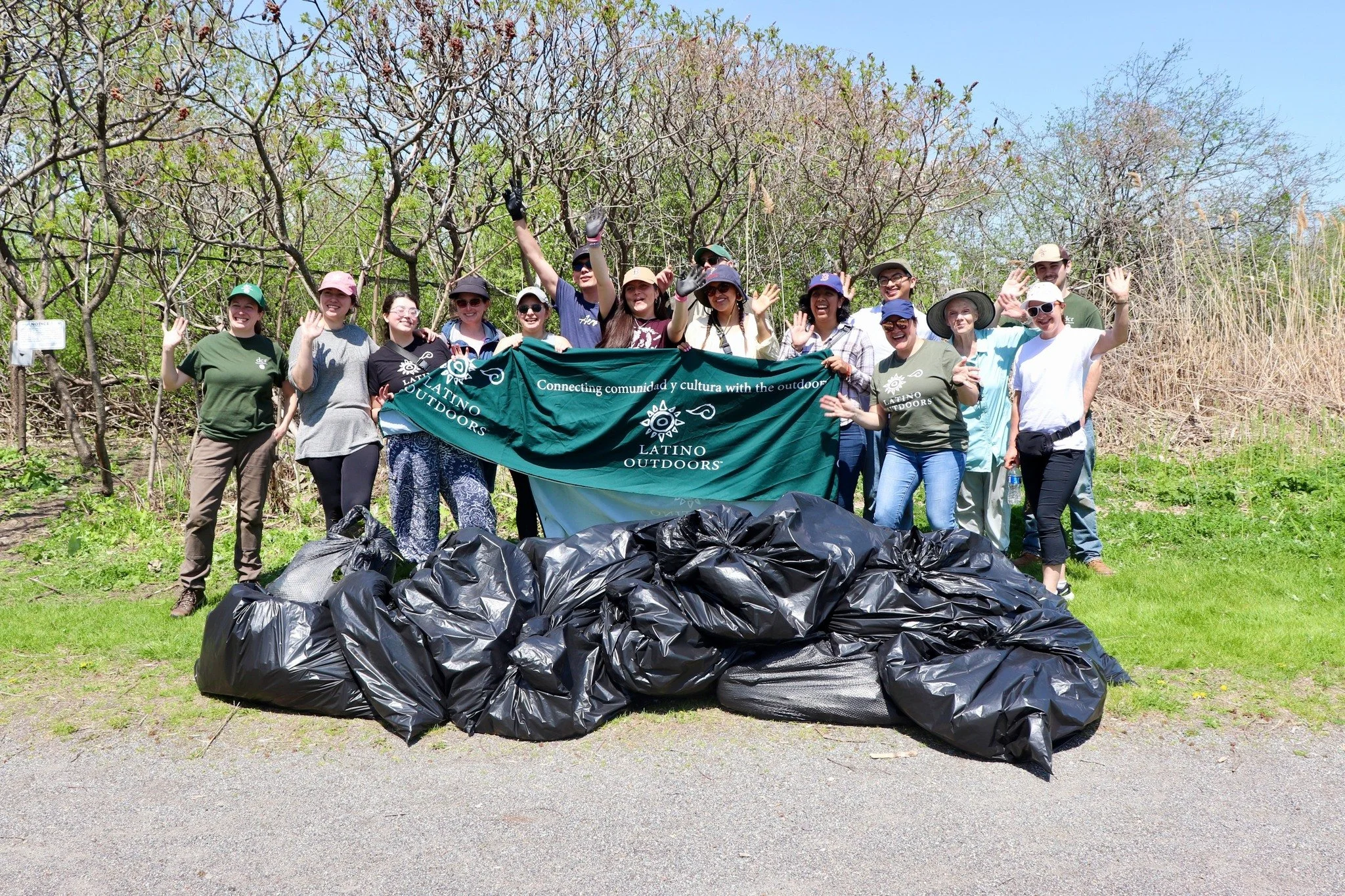Latino Outdoors removing Garlic Mustard at Belle Isle Marsh. PC: Daria Clark Santollani
