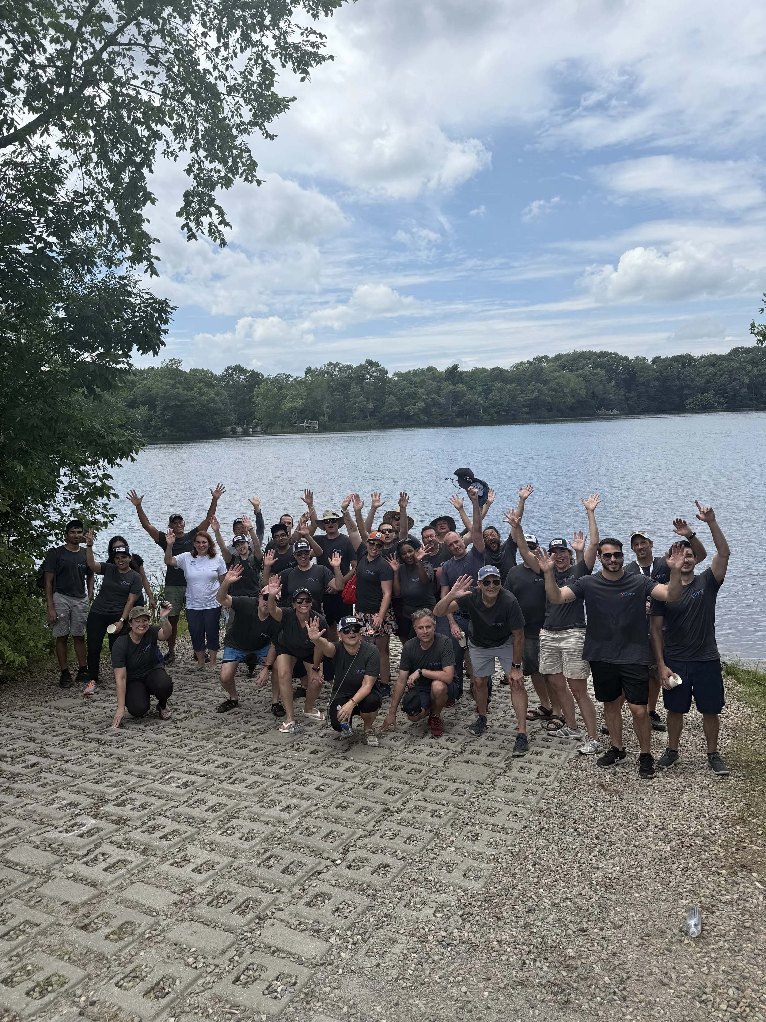 Dyne Therapeutics removed 225 baskets of water chestnut at the Arlington Reservoir. PC: Juan Soler Ramos
