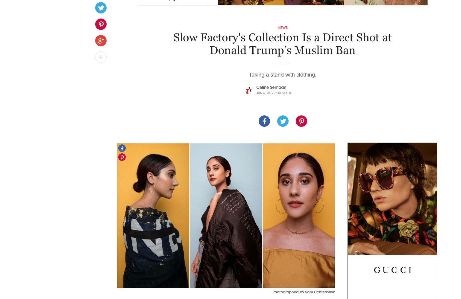 Fashion work for Slow Factory published on Teen Vogue
