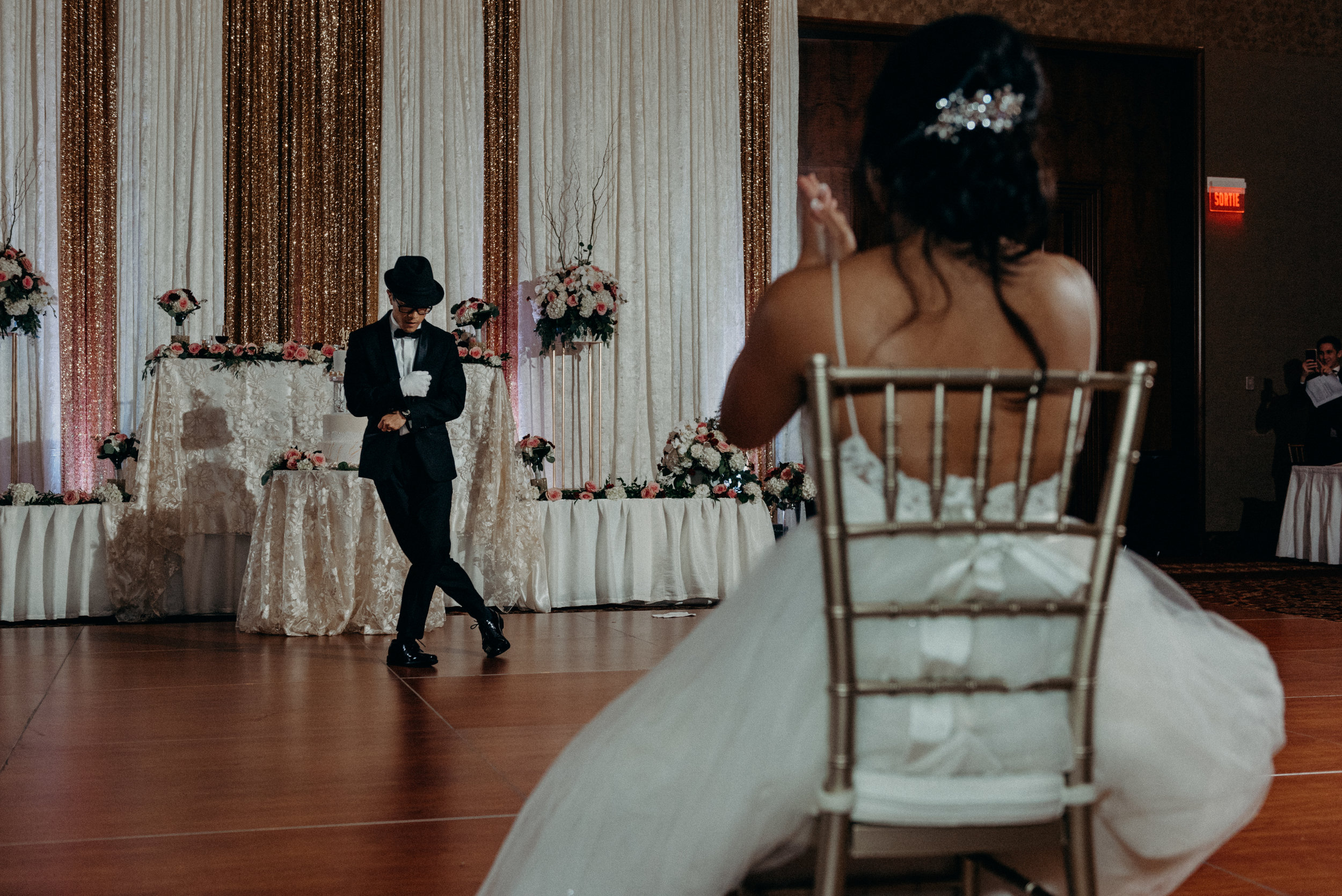 Groom dances to the bride Lac Leamy Wedding