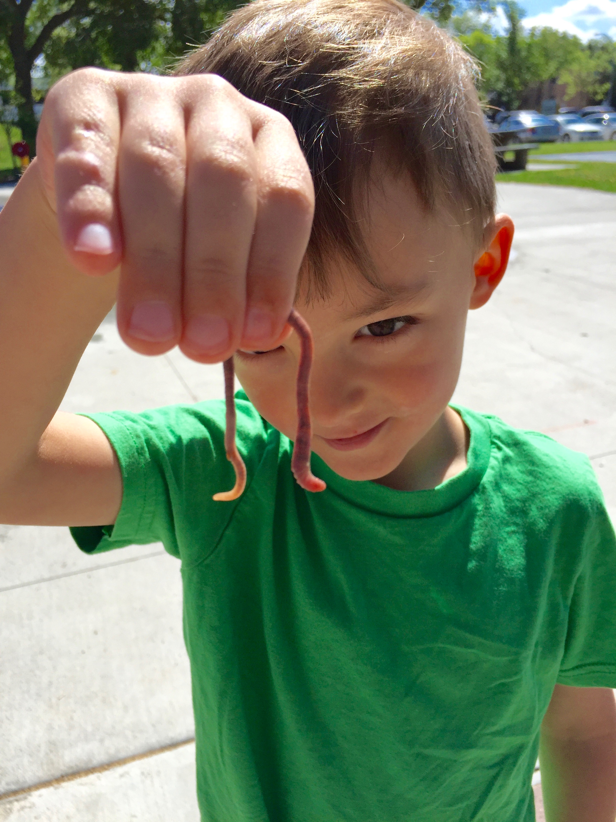 He tried to put this worm down my shirt. He's so lovely. 