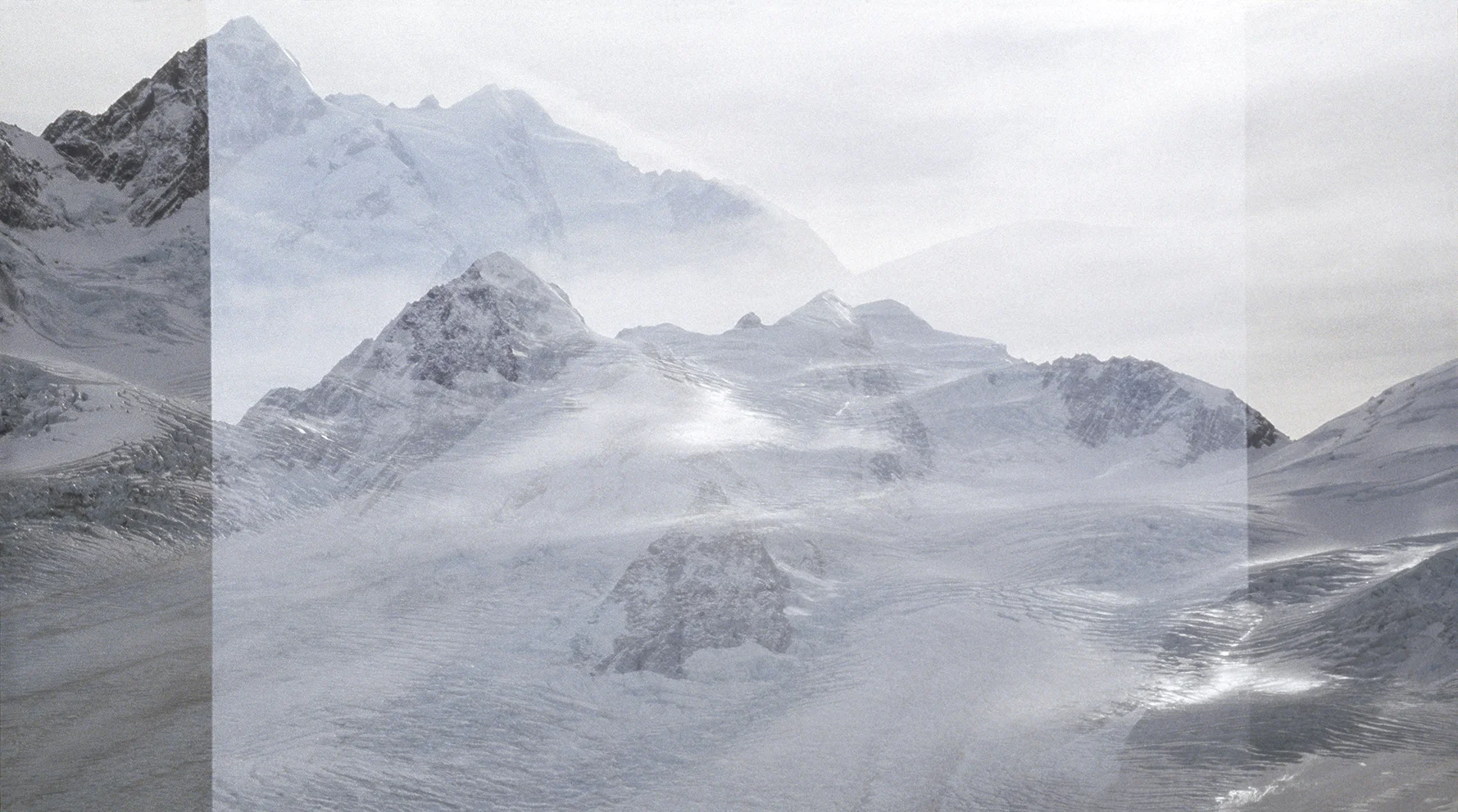 Immaterial Captured in the South Island of New Zealand, these works look at the perception of the individual in splendid landscapes. “Transitory” references the hyperbolic scenes in romantic paintings throughout history. Similar to the work of Eugene von Guérard, this work represents a personal response to each location. Like Caspar David Friedrich’s "Wanderer above the Sea of Fog” 1818, the scene is altered from reality to express emotional response. In this case, part of that expression is evoked by the unpredictable nature of the equipment used. Using an old German 35mm film camera, multiple light exposures are layered. The positions of the exposures are only estimated, as is the rewinding of the film.