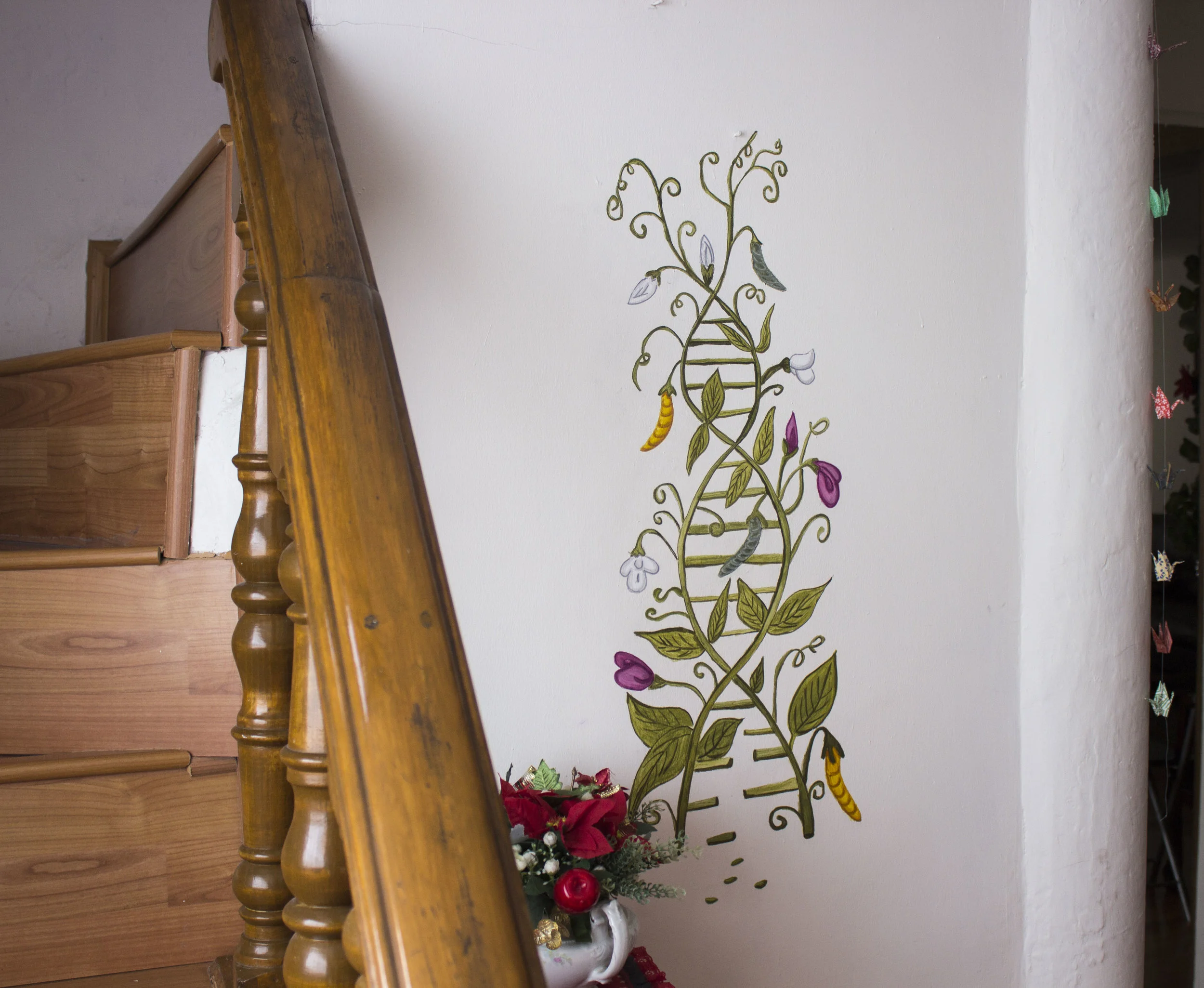 Mural de DNA y Mendel 