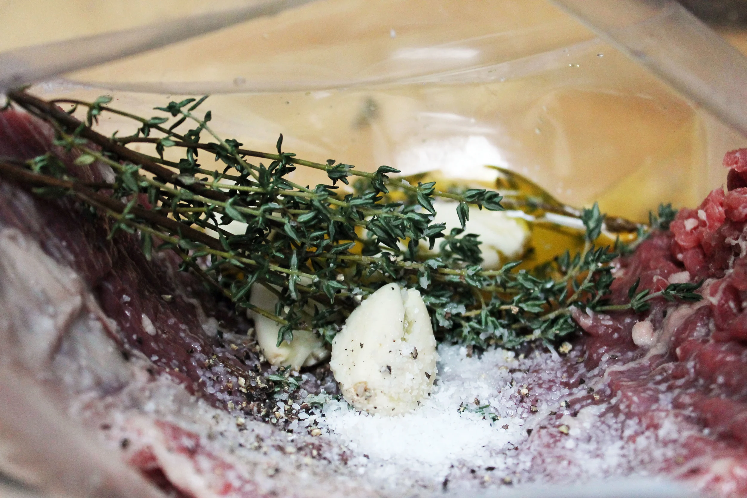 marinade getting all cozy in a ziplock.