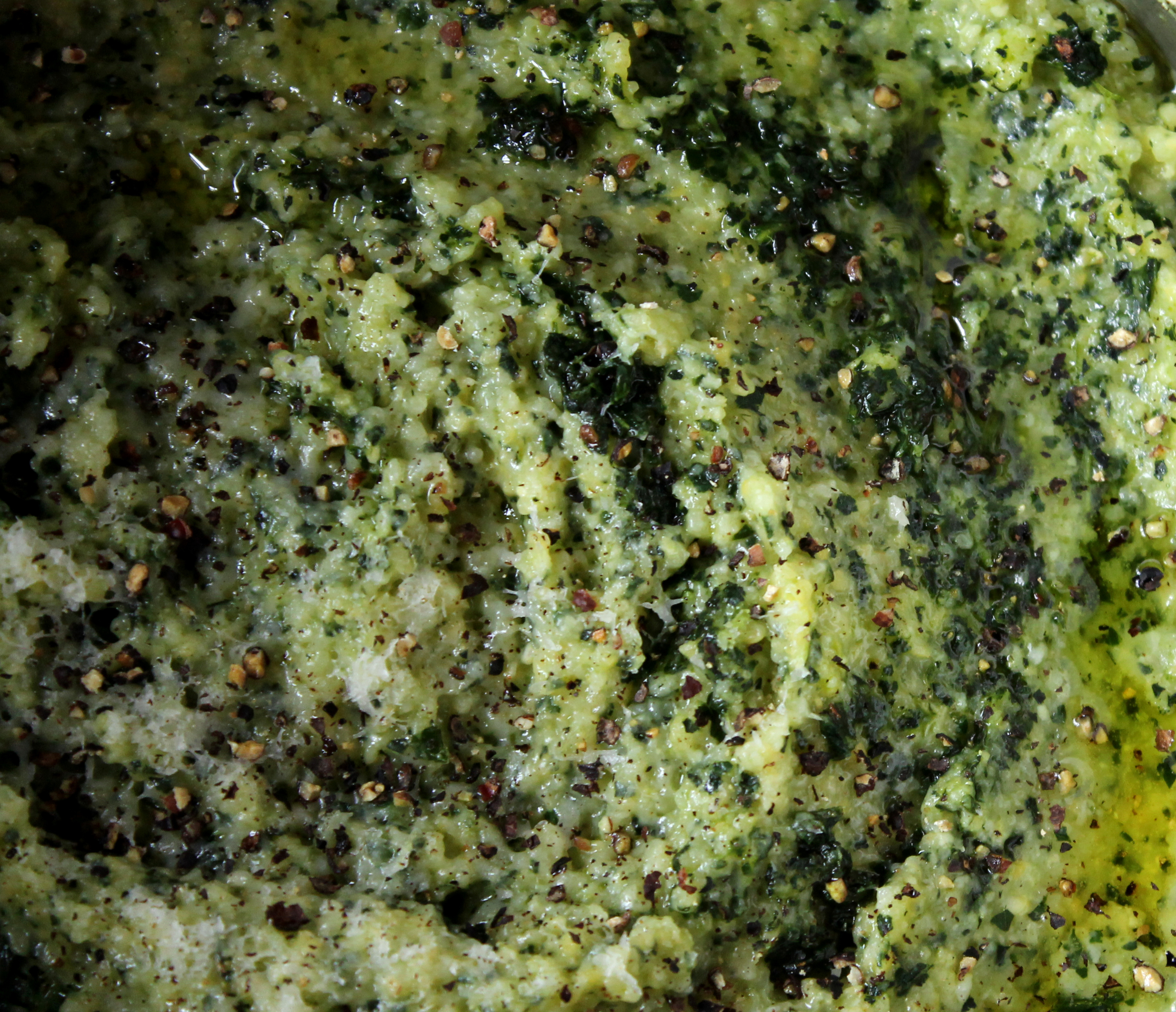 kale polenta extreme close up
