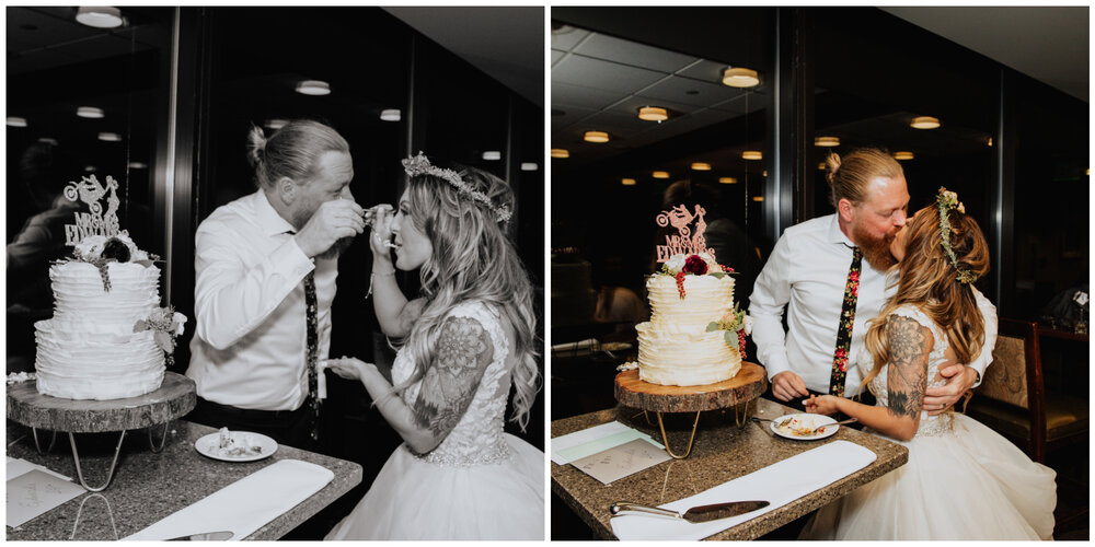 bride and groom feeding cake and kissing.jpg