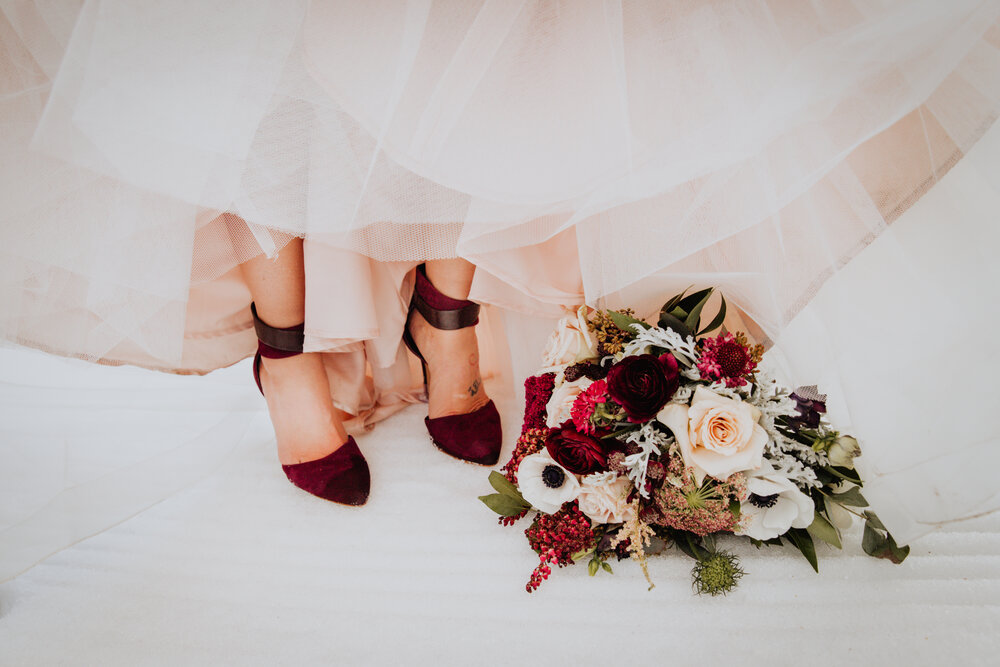 brides shoes and heidi firth bouquet.jpg