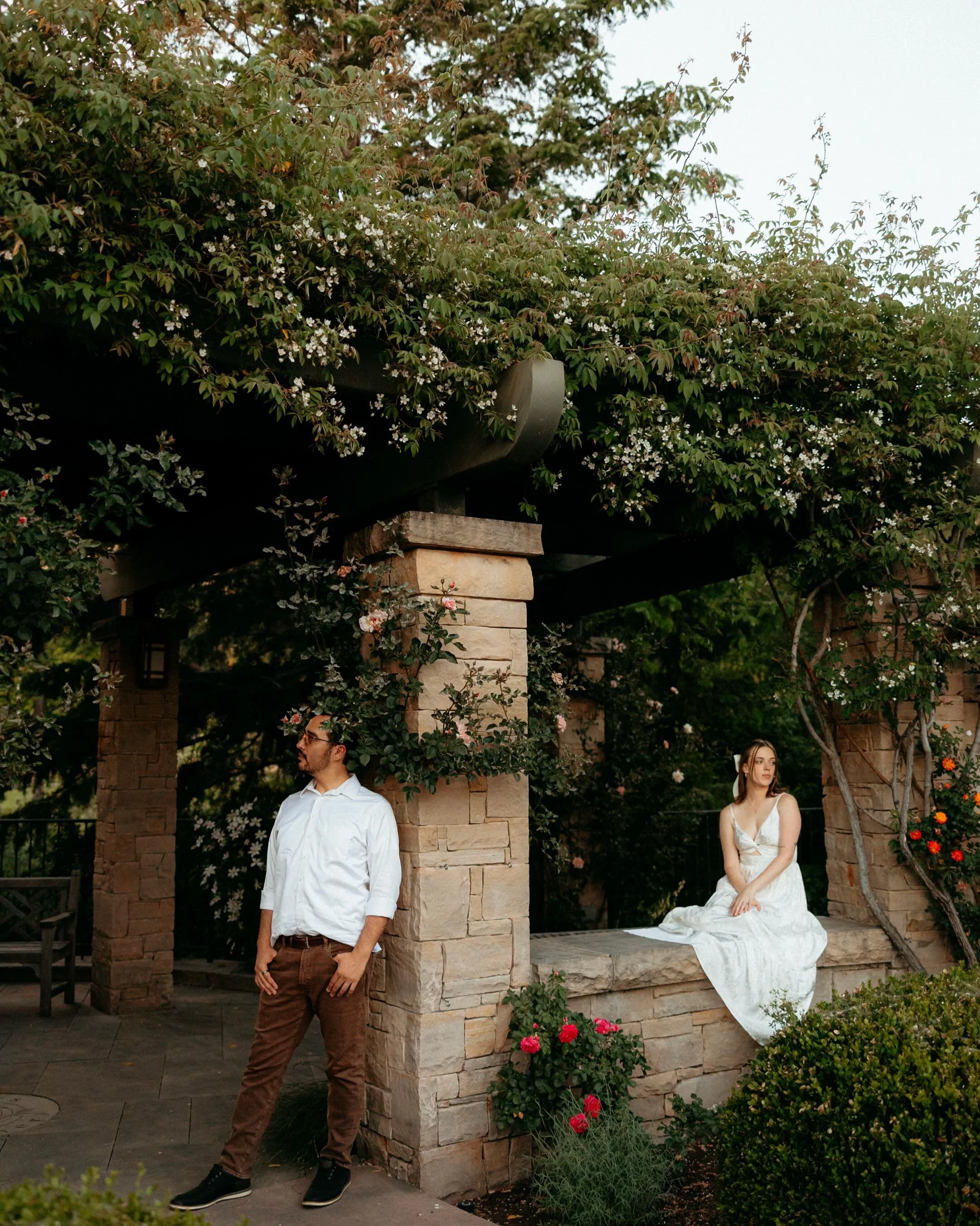 Xavier &amp; Mackenzie 🌷🌹

I love that they wanted to take these at @redbuttegarden since Xavier proposed to Mackenzie there last year. It was so special to revisit the spot where it happened and to wander the garden together, chasing the golden li