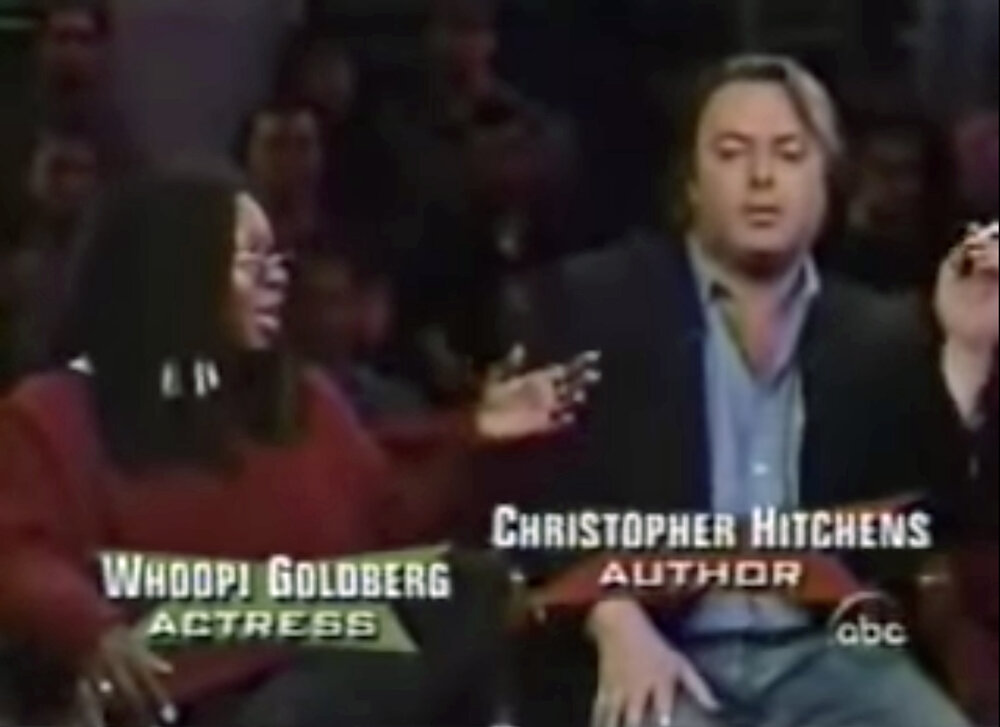 Christopher Hitchens and Whoopi Goldberg on bill maher politically incorrect