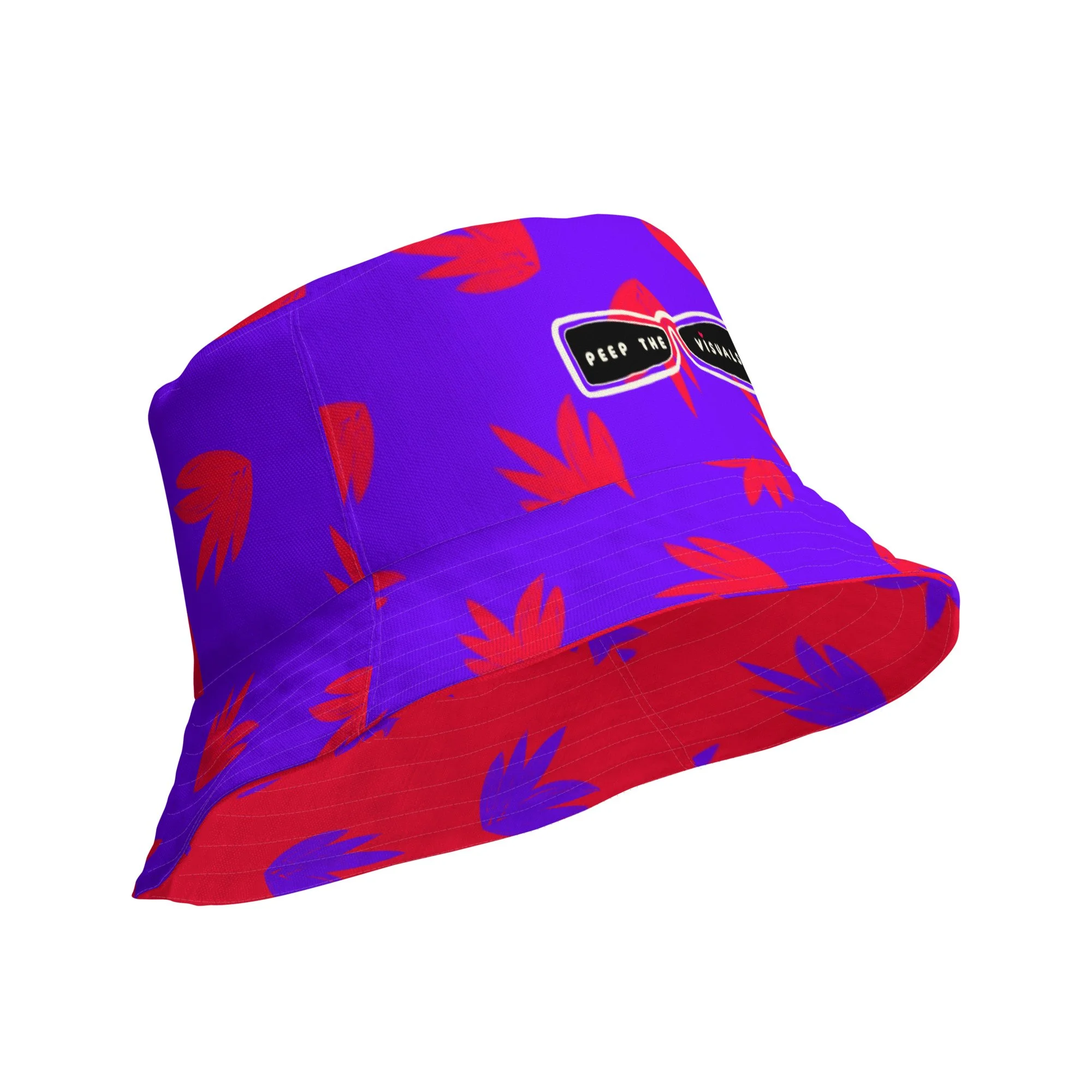 Reversible Bold Floral Bucket Hat: Purple & Red