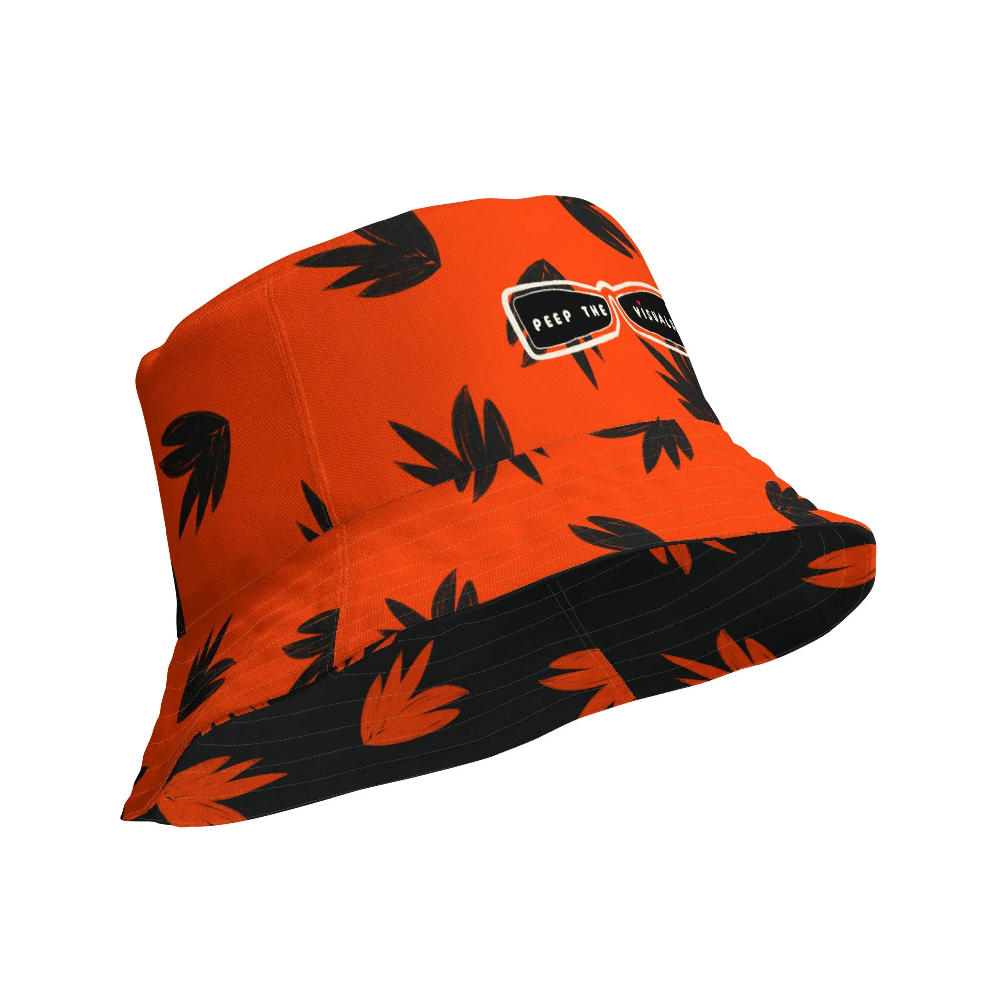 Reversible Bold Floral Bucket Hat: Red & Black